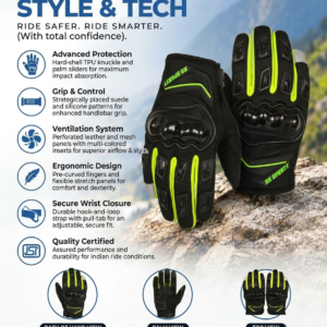 RS SPURTT High-Viz Neon Full-Finger Motorcycle Gloves