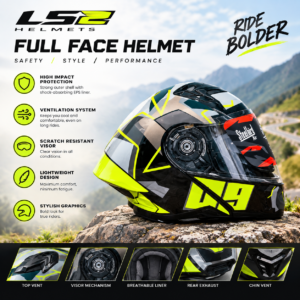 Steelbird SBA-20 09 flip-up helmet – High Performance & Scratch-Resistant Visor (Neon Edition)